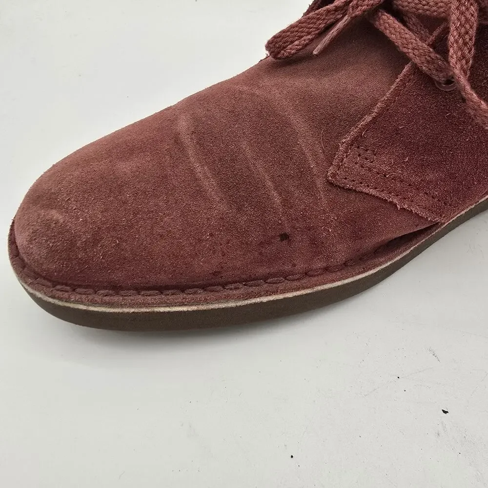 Clarks Boots Mens 9.5 Red Leather Desert Chukka Bootie Lace Up Ankle